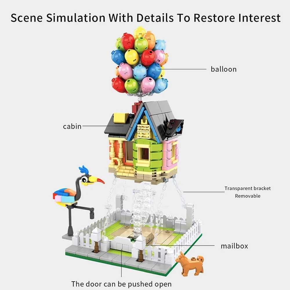 Creative Balloon House Street View Create Ideas Adorable Architecture Building Blocks Bricks Model Educational Toy Gift 555pcs Y250627