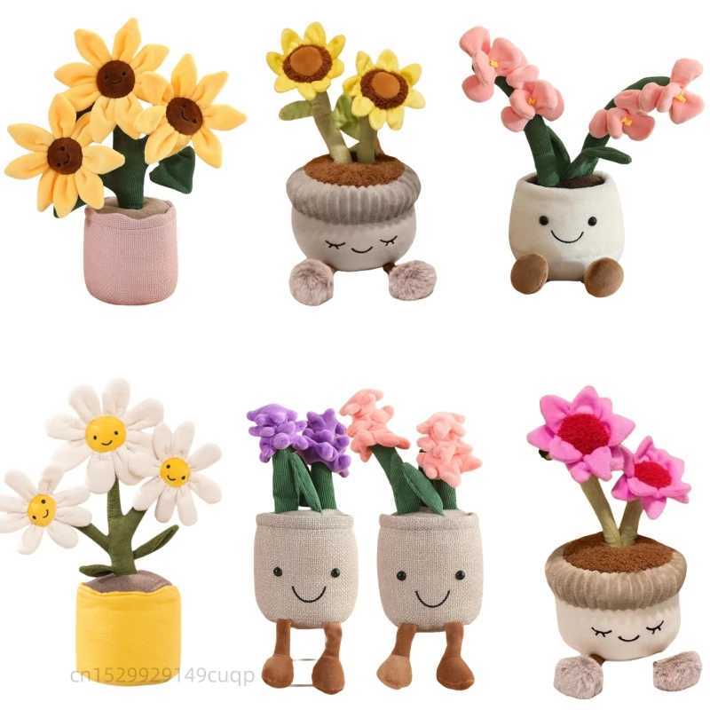 Kawaii Cartoon Sunflower Plush Doll Potted Plant Tulip Succulent Hyacinth Cactus Plush Toy Home Decor Gift For Boys And Girls X2506281