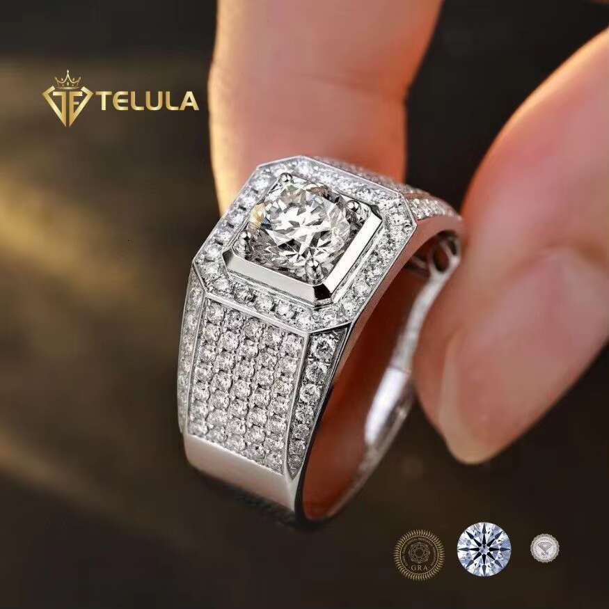 3ct VVS Moissanite Diamond 14k White Gold Moissanite Ring Ri Punk MenS Wedding Rings OACOCA