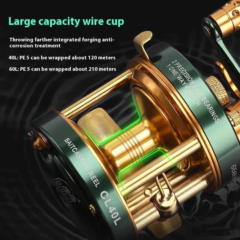 Trolling fishing reel right left hand Ratio 5.2 1 Baitcasting jigging Boat Drum Saltwater Reel 2+1bb full metal fishing wheel R250628