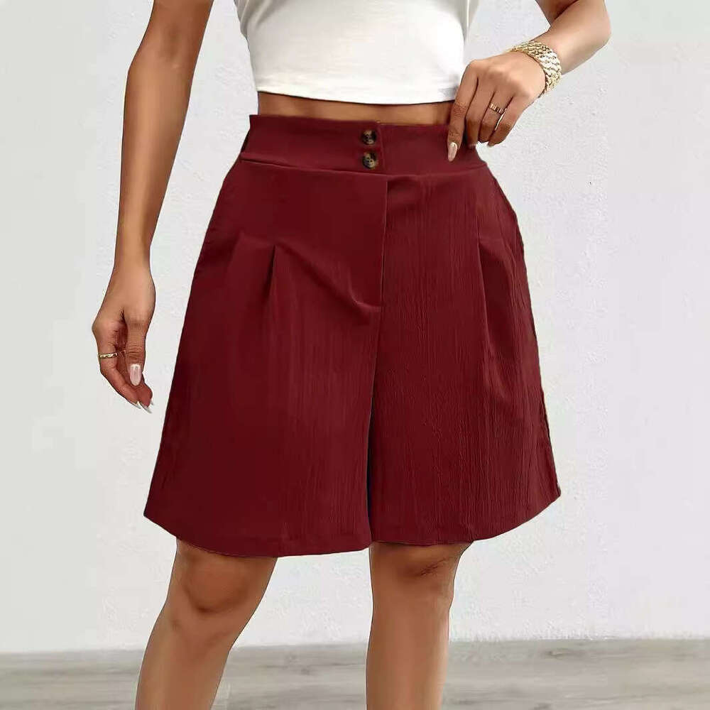 Independent Station Foreign Trade Summer New European and American Womens Fashion Cross-Border Solid Color High-Waisted Shorts for Women Summer