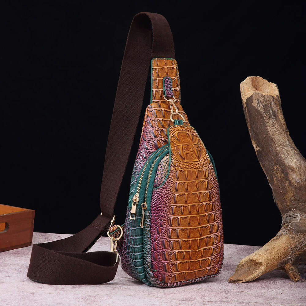 Fashion Wide Strap Women S Chest Waist Crossbody Bag Crocodile Pattern Brahmin