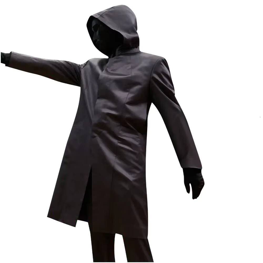 Black Windproof Raincoat Capes Long Style Overcoat Fashion Temperament Gift Toussaint Super Cool Cosplay Costumes