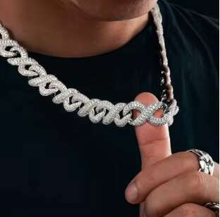 15MM ICED Infinity Stylish Mens Moissanite Cuban Link Chain Necklace