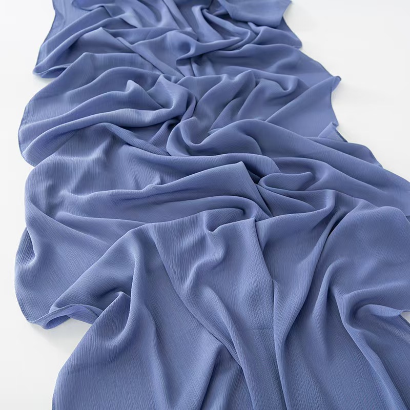 T1092 Chiffon Fine Line Crumpled Long Scarf Women's Pleated Silk Scarf Summer Headscarf