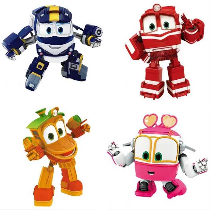 NEW 4pcs/lot Robot Trains figures Transformation robot Kay Train Deformation Train Car Action Figure Robot Toys for children X250628