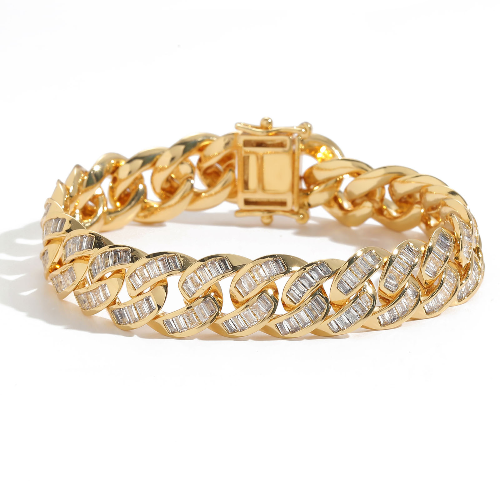13MM Luxury VVS Moissanite T-Shaped Square Cuban Chain Iced Out Hip Hop Statement Bracelet High-Quality Bling Accessory Passes the diamond tester