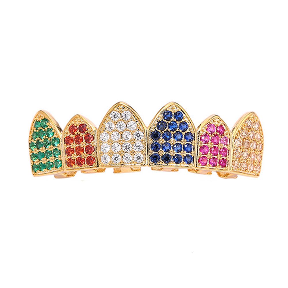 Hip Hop Men's Rainbow Iced Out Moissanite White Gold Premium Grillz Personalized Bling Accessories Pass the diamond tester