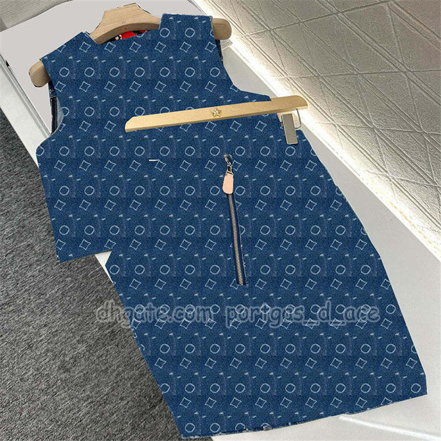 Women Zipper Short Denim Skirt Summer Casual Street Style Vest Jacket Designer Vacation Birthday Jean Skirts