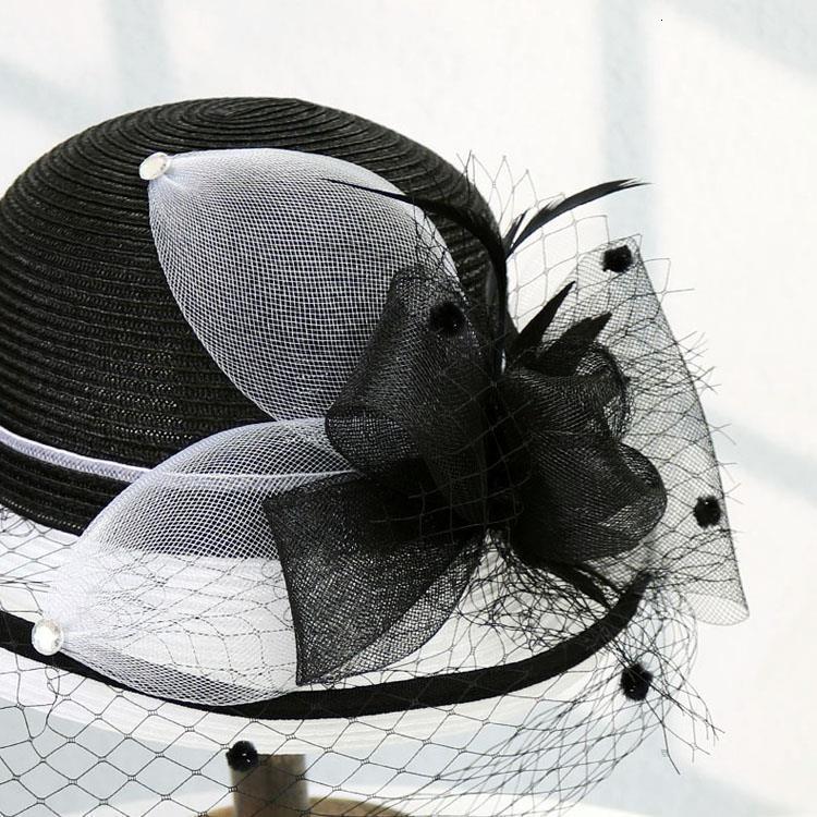 Womens Summer Round Top Fisherman Hat with Mesh Flower Edge Elegant British Socialite Bucket Hat Sun Protection Hat 250410