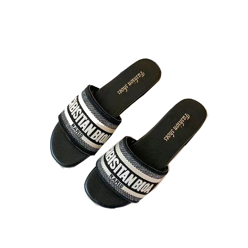 hot designer slippers flat slides for womens sandals girl blue pink fashion embroidery slipper outdoor shoes size 35-42 002
