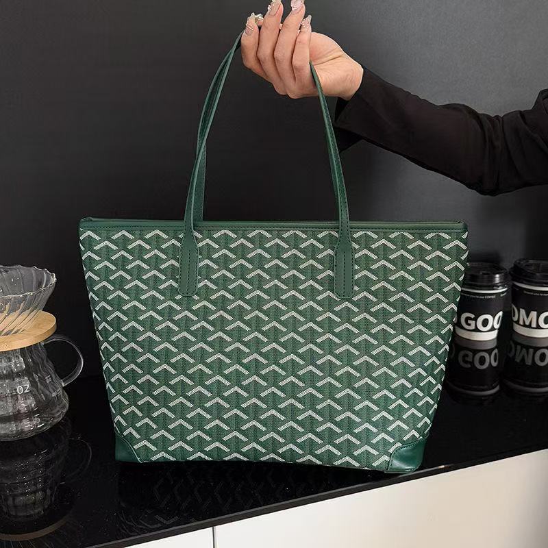 2025 Designer bag tote bag double-sided dual-use calf leather tote bag shopping bag single shoulder handbag mini women's green version beach bag 