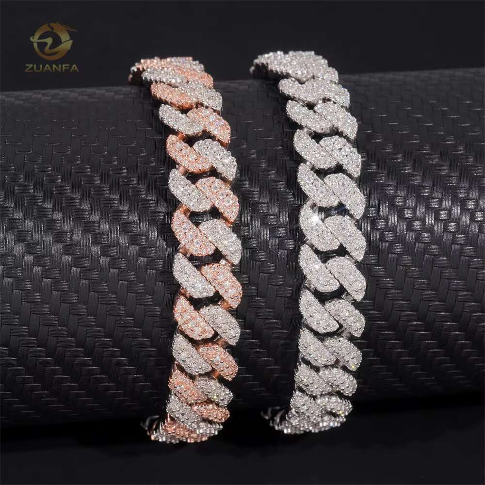 Hip Hop Jewelry 10MM Moissanite Diamond Cuban Link Chain 925 Silver Iced Out Cuban Link With GRA Certificate
