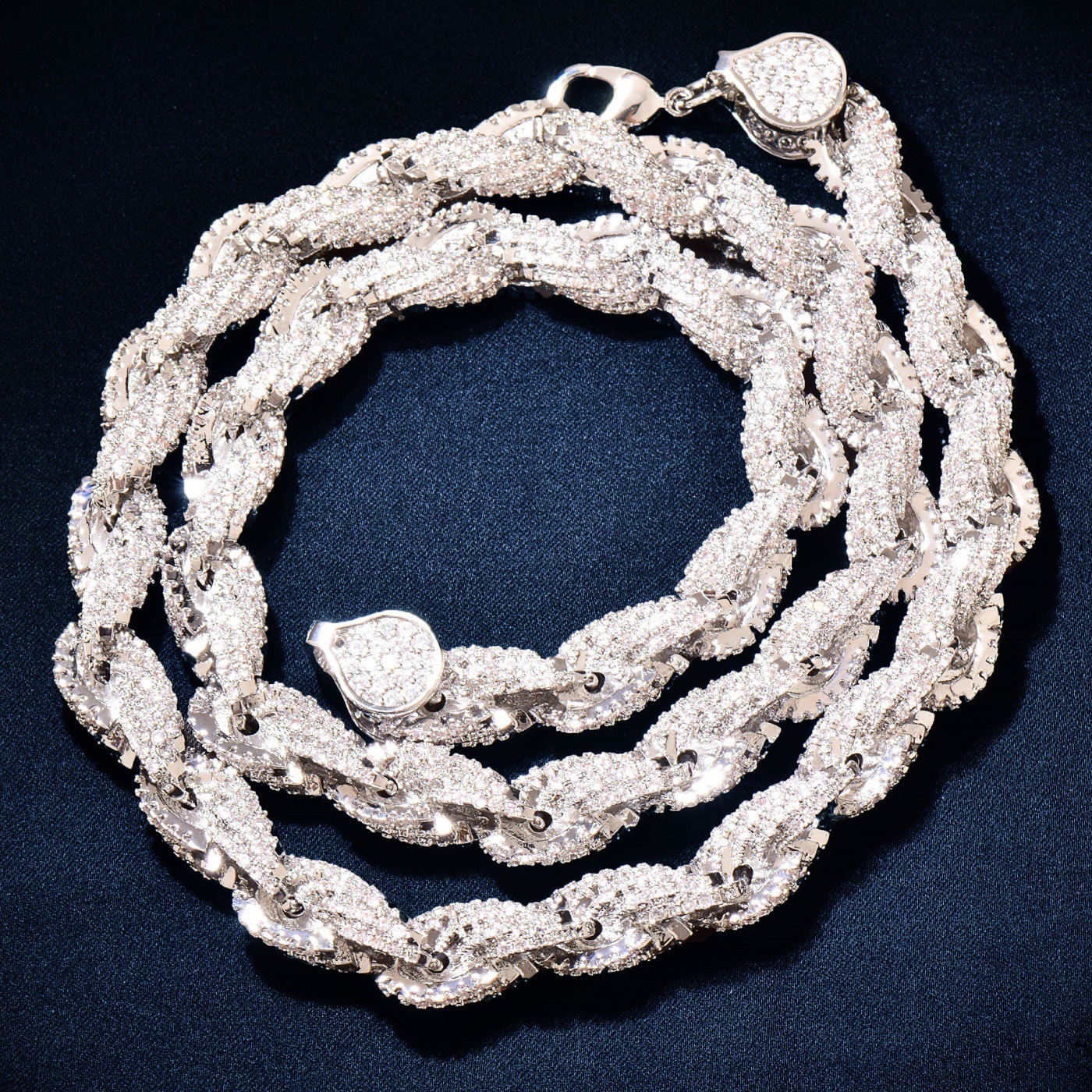 Luxury VVS Moissanite Iced Out Hip Hop Twist Chain Braided Bling Unisex Versatile Statement Jewelry Pass the diamond tester