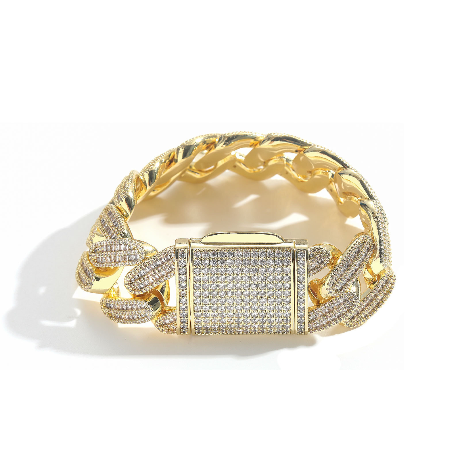 26MM Heavyweight T-Square Moissanite Cuban Chain Hip Hop Iced Out Clavicle Chain Men's Statement Bracelet Pass the diamond tester