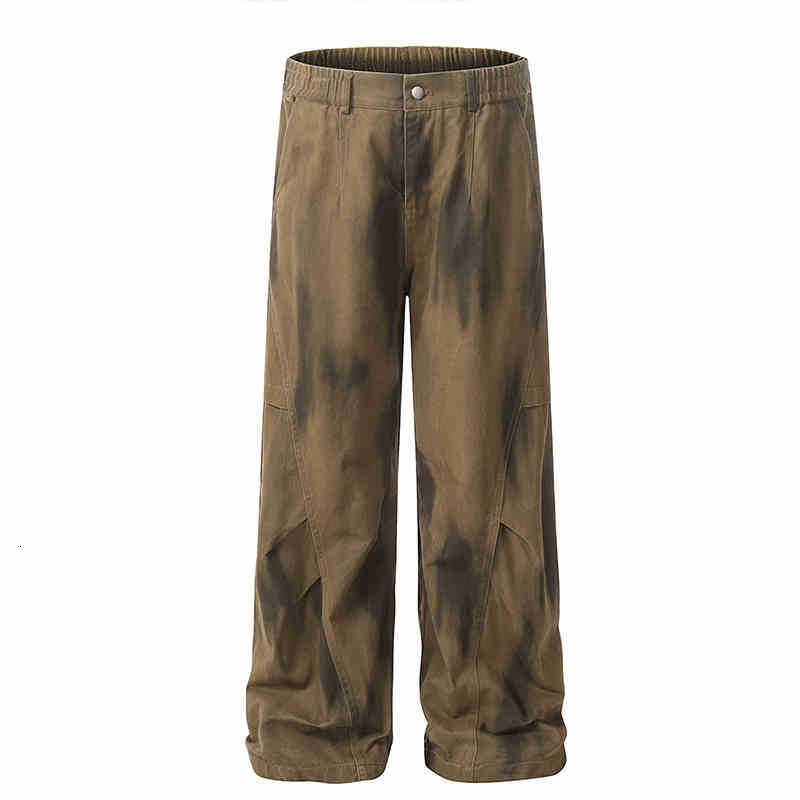 Designer Men's Jeans, Washed Retro Curved Knife Jeans, Men's Fashionable Loose Multi-functional Wide-leg Casual Work Pants, Men's Loose