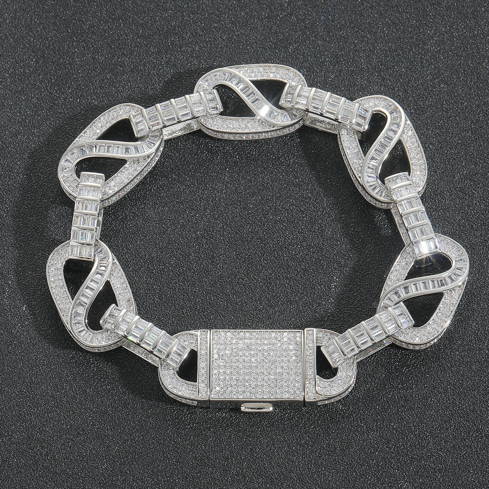 New Arrival 15MM Infinity Bracelet Iced Out Moissanite Fully Iced Hip Hop Men's Bling Jewelry Statement Piece Passes the Diamond Tester