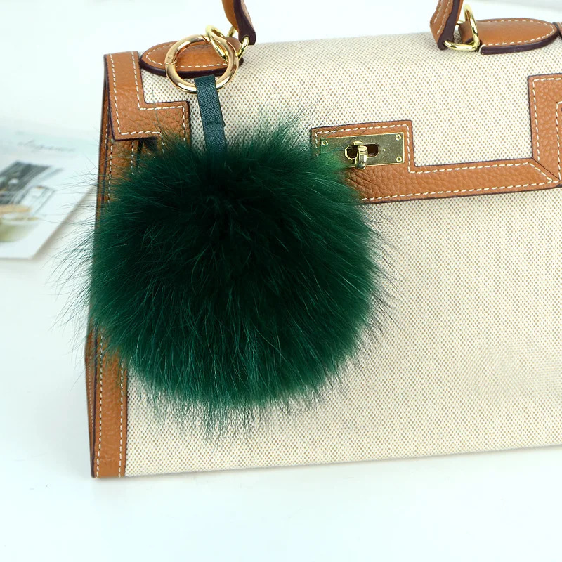 15cm Large Soft Real Raccoon Fur Ball Key Chains Fluffy Pompom Keychain Keyring Car Bag Accessory 250626