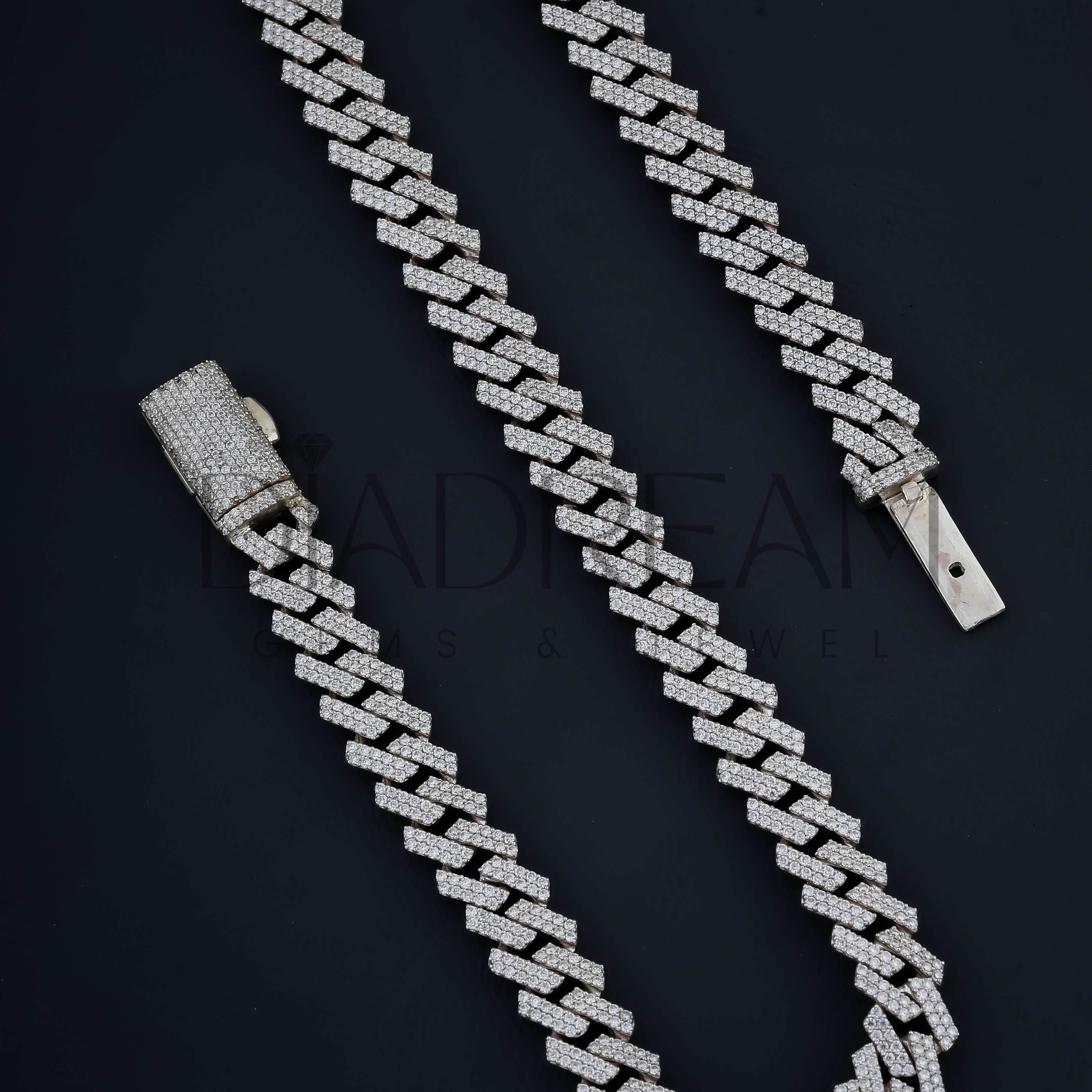 10MM Hot selling Fashion Miami Cuban Chain 14KT Solid White Gold Round Cut Moissanite Diamond Necklaces For Men or Women