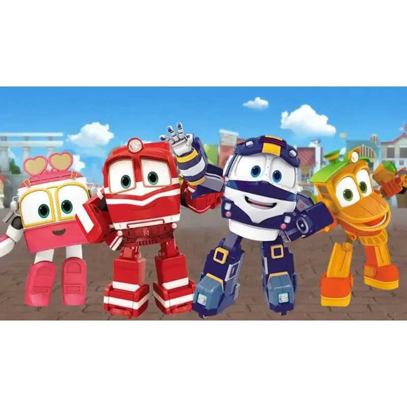 NEW 4pcs/lot Robot Trains figures Transformation robot Kay Train Deformation Train Car Action Figure Robot Toys for children X250628