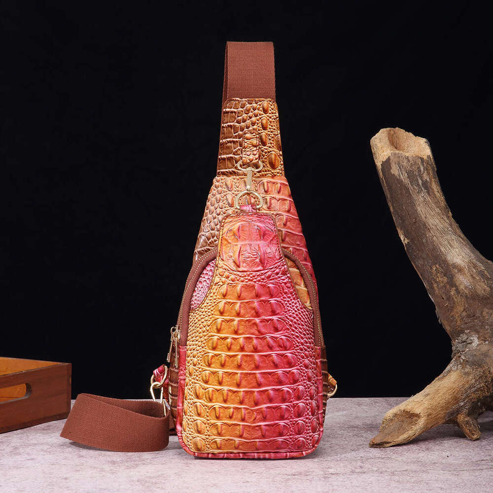 Fashion Wide Strap Women S Chest Waist Crossbody Bag Crocodile Pattern Brahmin