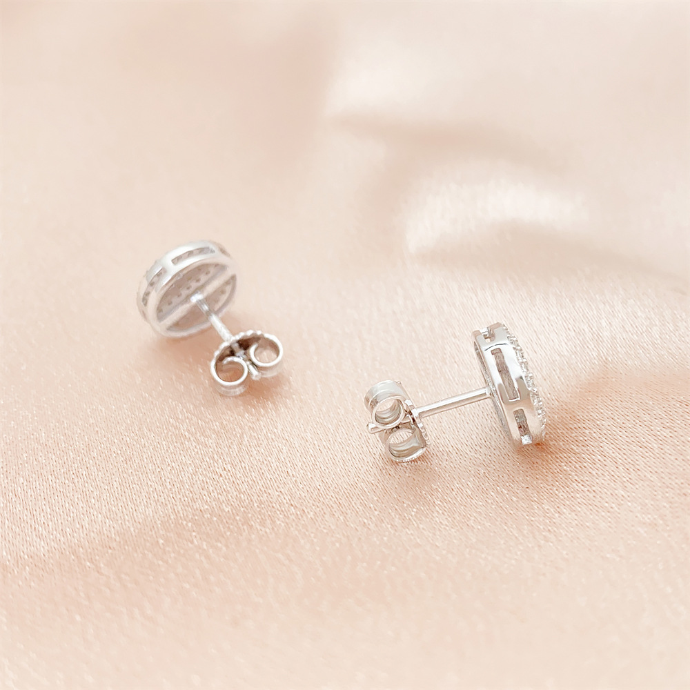 Full Moissanite Earrings Iced Out Ear Studs for Women S925 Silver Earring Pass Diamonds Tester Hip Hop Jewelry Round Earrings