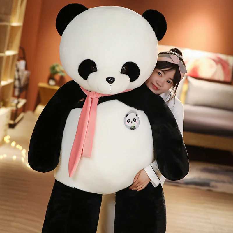 80/100cm Giant Size Cute Panda Plush Toys Animal Stuffed Dolls Soft Pillow Cushion Bear Doll For Boys GIRL Present Gift Y250627