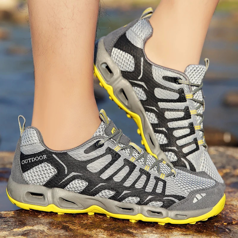 HKDQ Summer Hiking Shoes Unisex Breathable Mesh Casual Sneakers Men Wading Shoes Women Outdoor Non-slip Womens Sports Sneakers 250623
