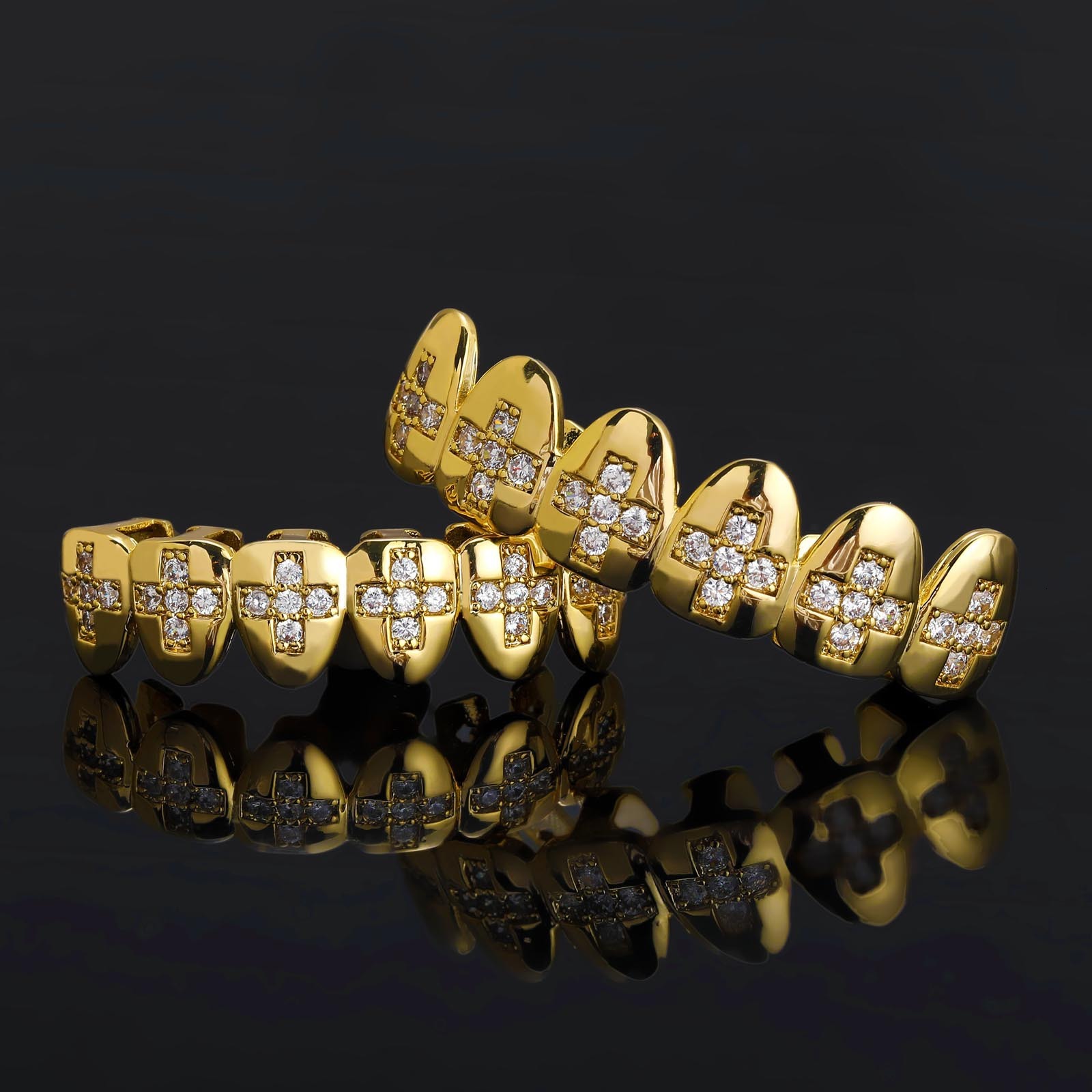 hip hop cross iced out vvs moissanite halloween men's quirky gold grillz Rapper Costume Accessories Pass the diamond tester