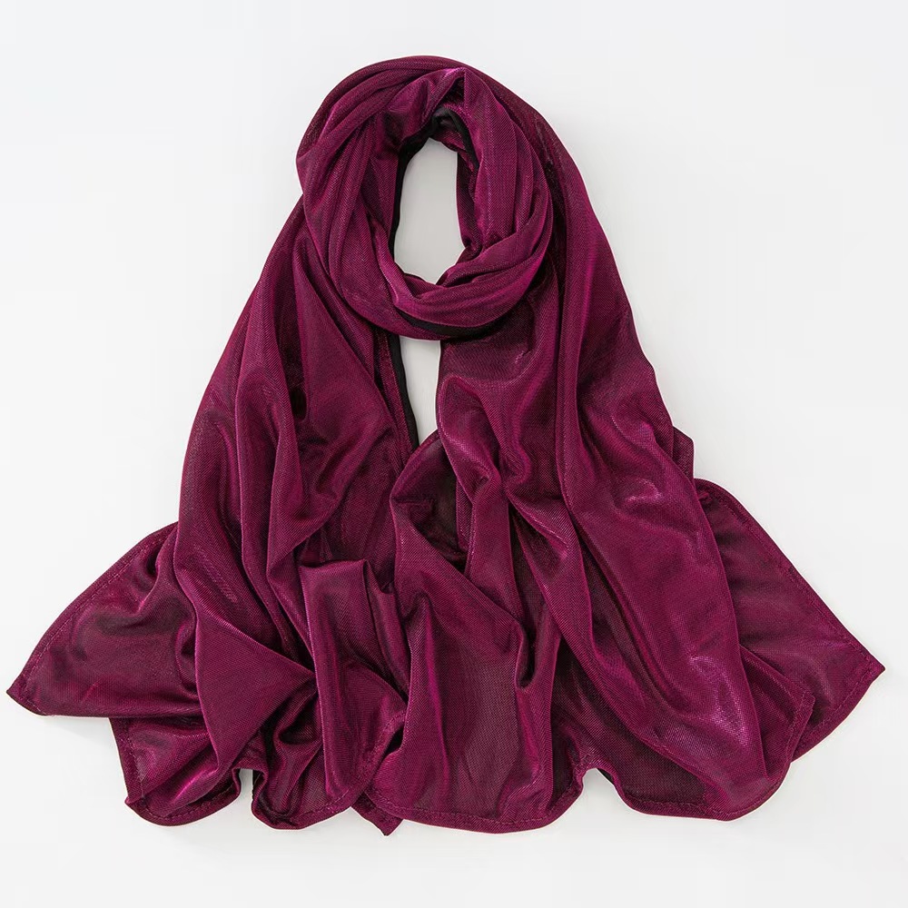T1087 high-grade bright silk long scarf ethnic shawl polyester Muslim breathable female headscarf hemming scarf