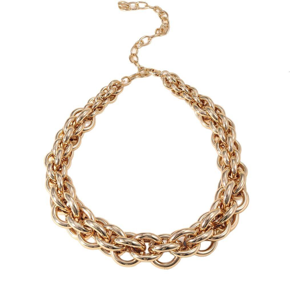 Free shipping designer jewelry European and American Hip-Hop Exaggerated Jewelry Heavy Metal Chain Single Layer Necklace Geometric Simple Clavicle Cha