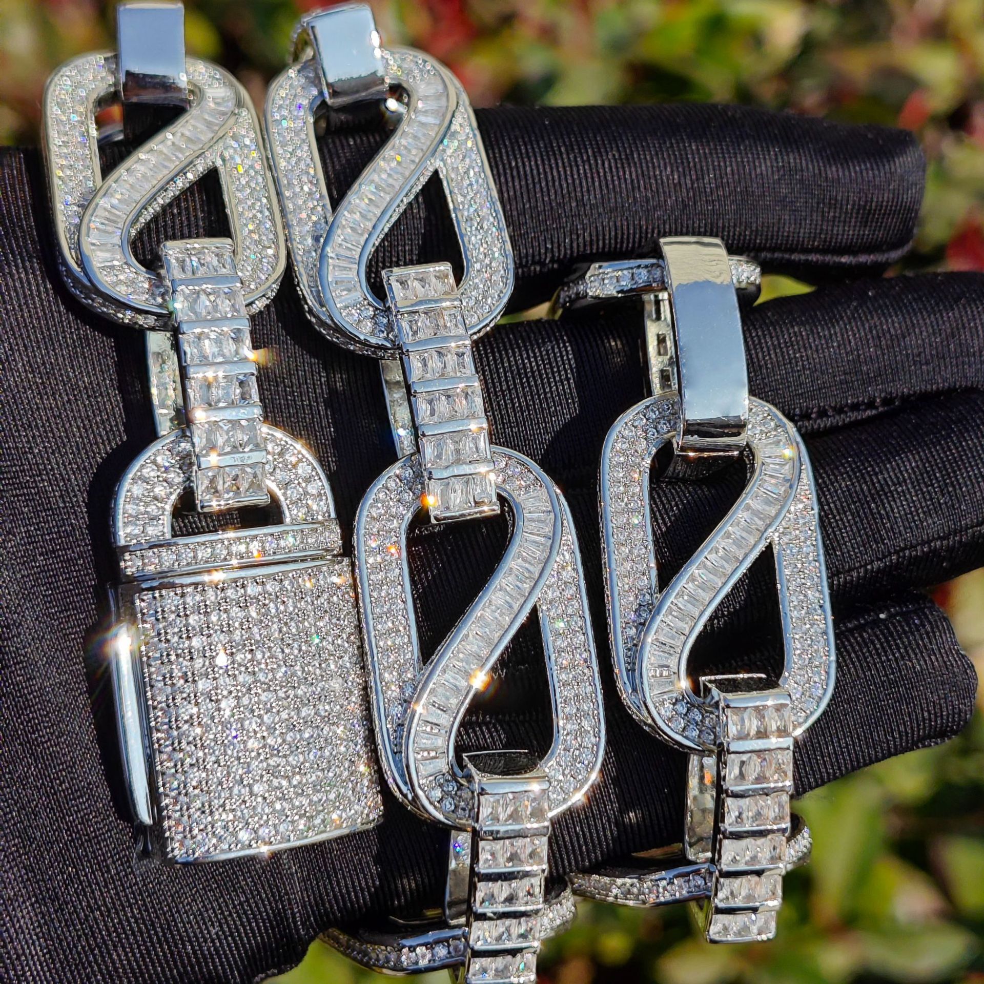 18MM Luxury VVS Moissanite Iced Out Hip Hop Trendy Brand Men's Full Diamond Necklace Bracelet Set Edgy Statement Jewelry Pass the diamond tester