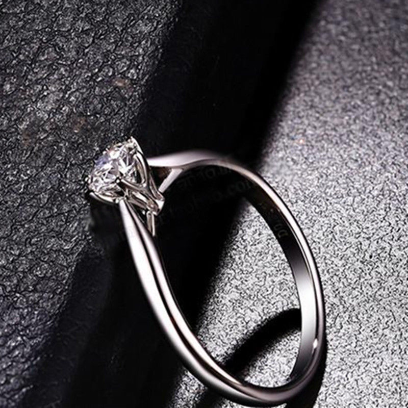 2025 Drop Ship Wedding Rings Women Simple Fashion Jewelry Classical 6 Claw 925 Sterling Silver Round Lab Moissanite Diamond Eternity Lady Bridal Ring 