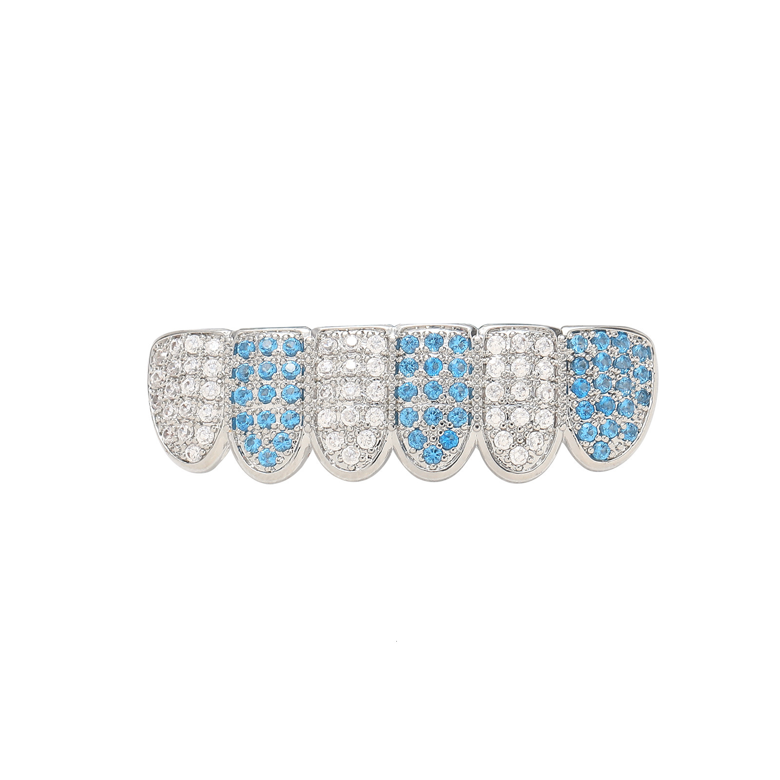 new arrival hip hop 6-teeth aquamarine white moissanite iced out premium halloween personalized grillz accessories