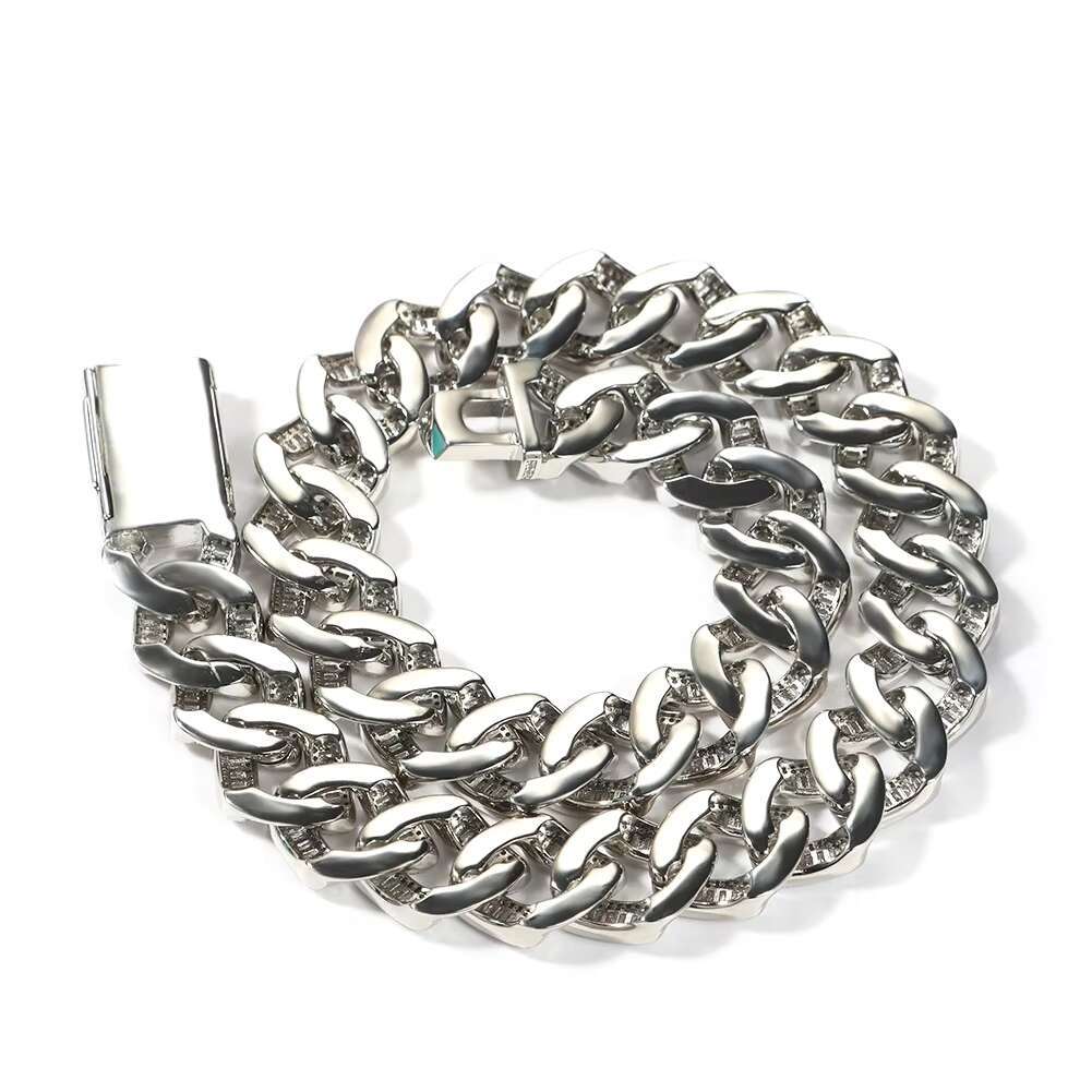 Hip Hop Jewelry AAAAA Cubic Zirconia Diamond Necklace Iced Out 15mm Miami Cuban Link Chain Fashion Necklaces for Men