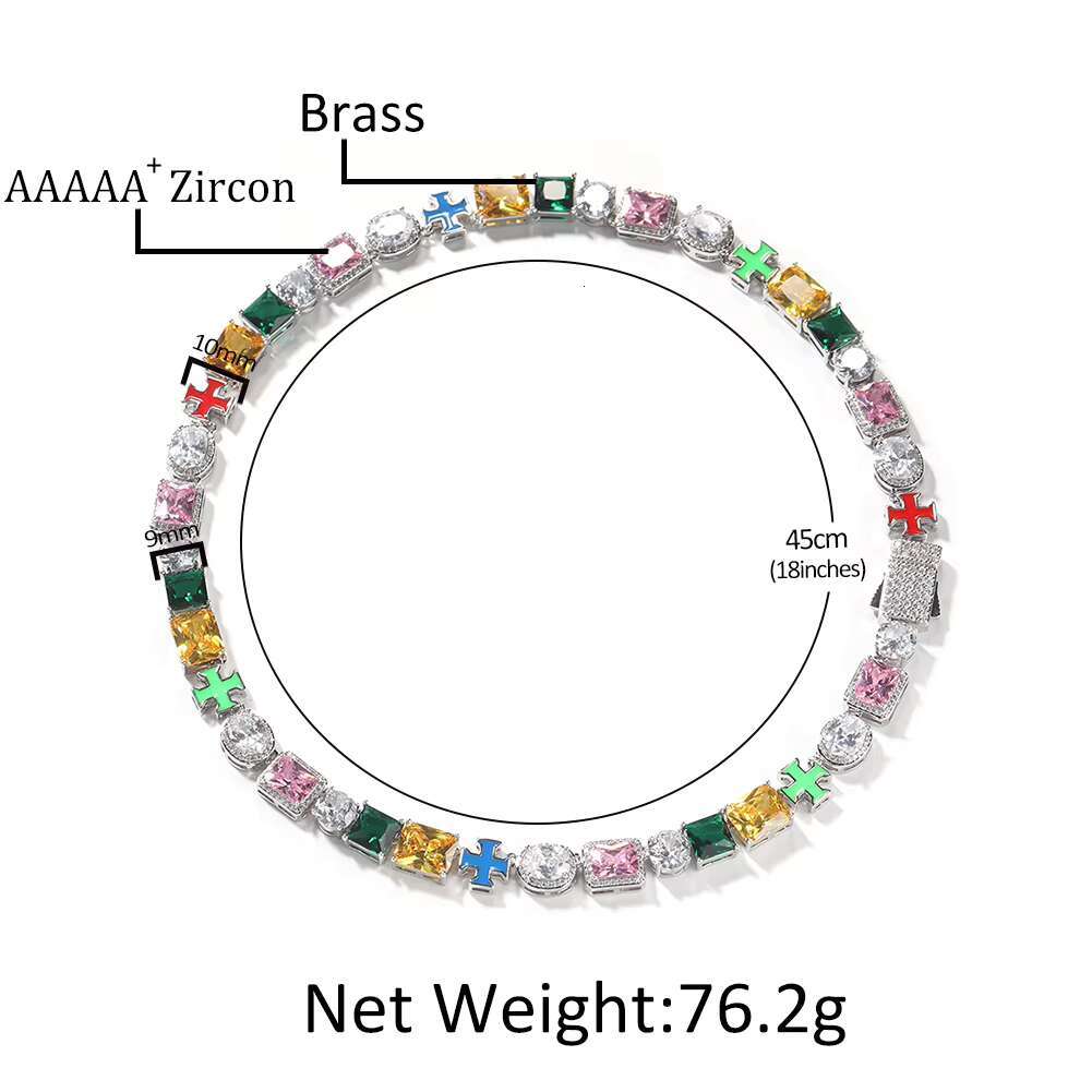 UWIN Vintage Colorful Painting Enamel Cross Mix Gemstone Pink CZ Diamond Chain Women Men Necklace Jewelry