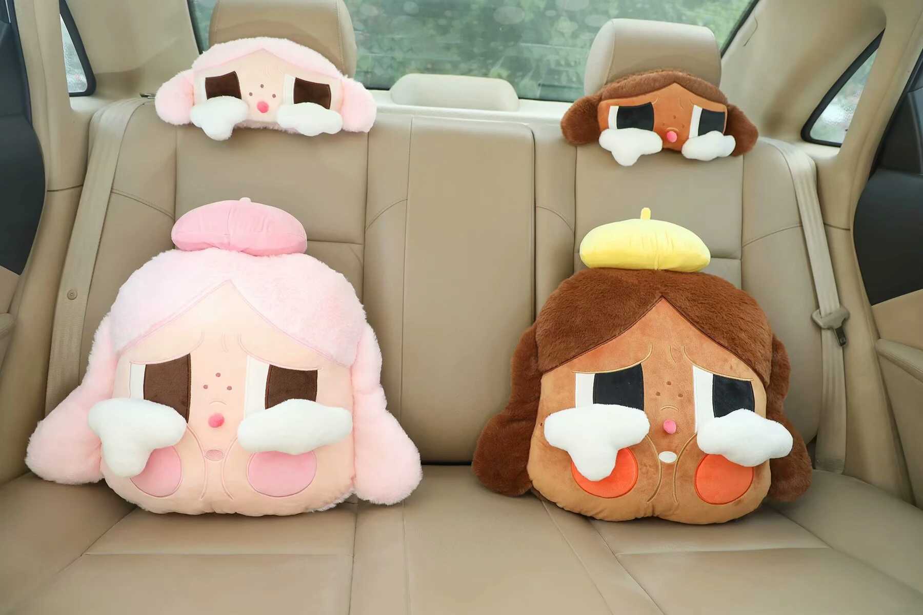 New Crydoll Car Headrest Throw Pillow Back Cushion Cartoon Stuffed Soft Cry Baby Push Pillow Doll Comfortable Cushion Girl Gifts Y250627