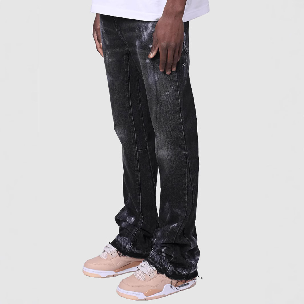 Designer men's jeans Cross-border New Men's Denim Straight Pants European and American Street Fashion Ins Hot Elastic Denim Straight Pants L