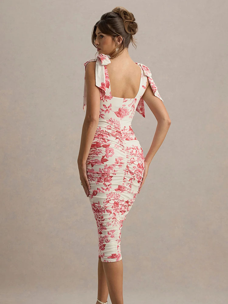 L628New European and American foreign trade Amazon summer fashion retro print pleated design dress