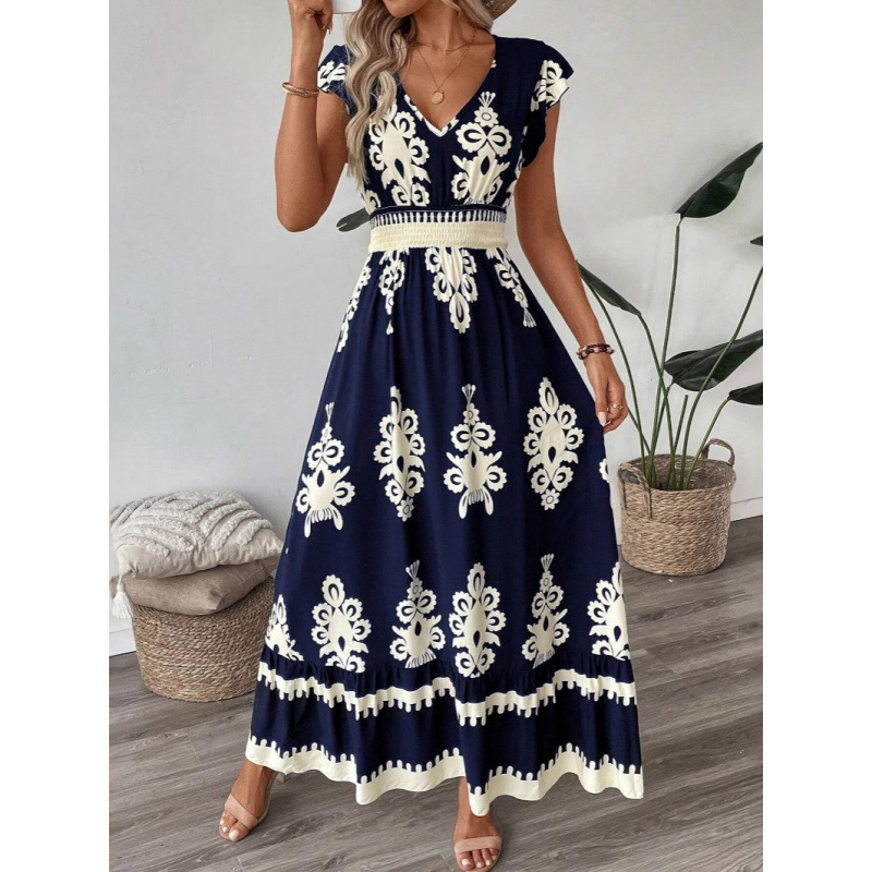D6281Cross-border foreign trade hot-selling printed dress