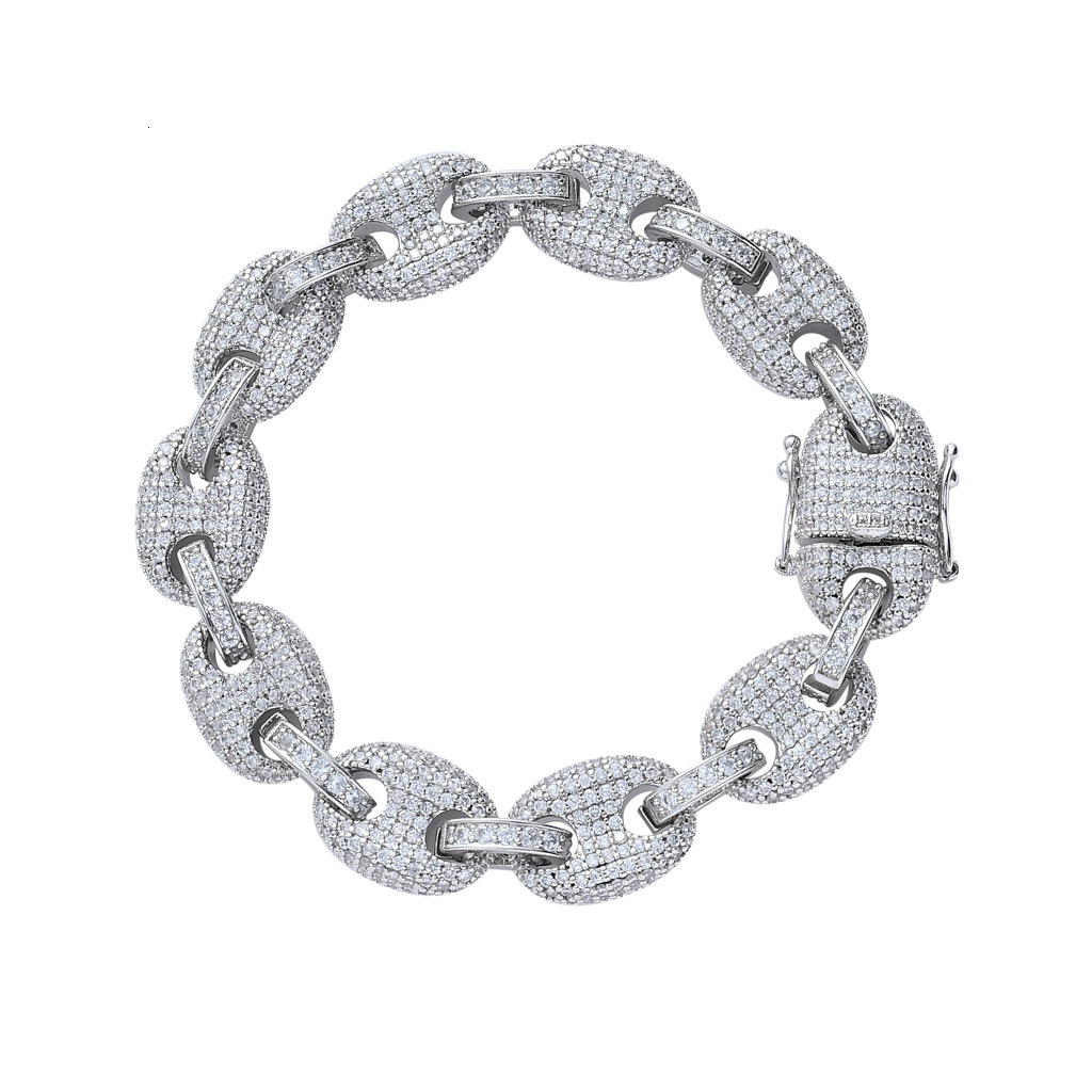 New Arrival Iced Out Bling Luxury Men's 12mm Moissanite Button Clasp Hip Hop Necklace Bracelet Statement Piece Jewelry Pass the diamond tester