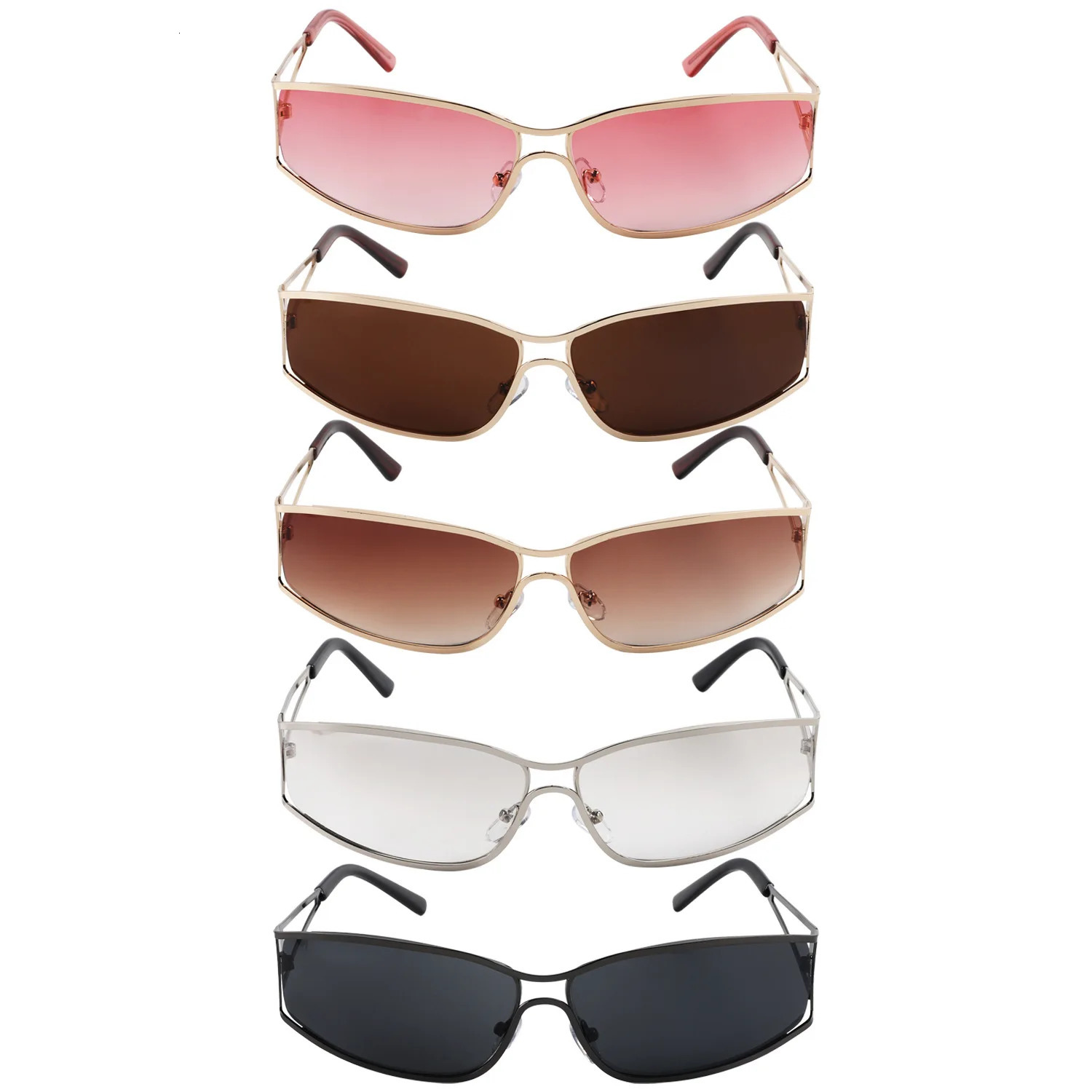 Trendy 2000s Y2K Sunglasses for Women Men Girls Metallic Fashion Oval Aesthetics Rave Shades Concert Accessories 250626