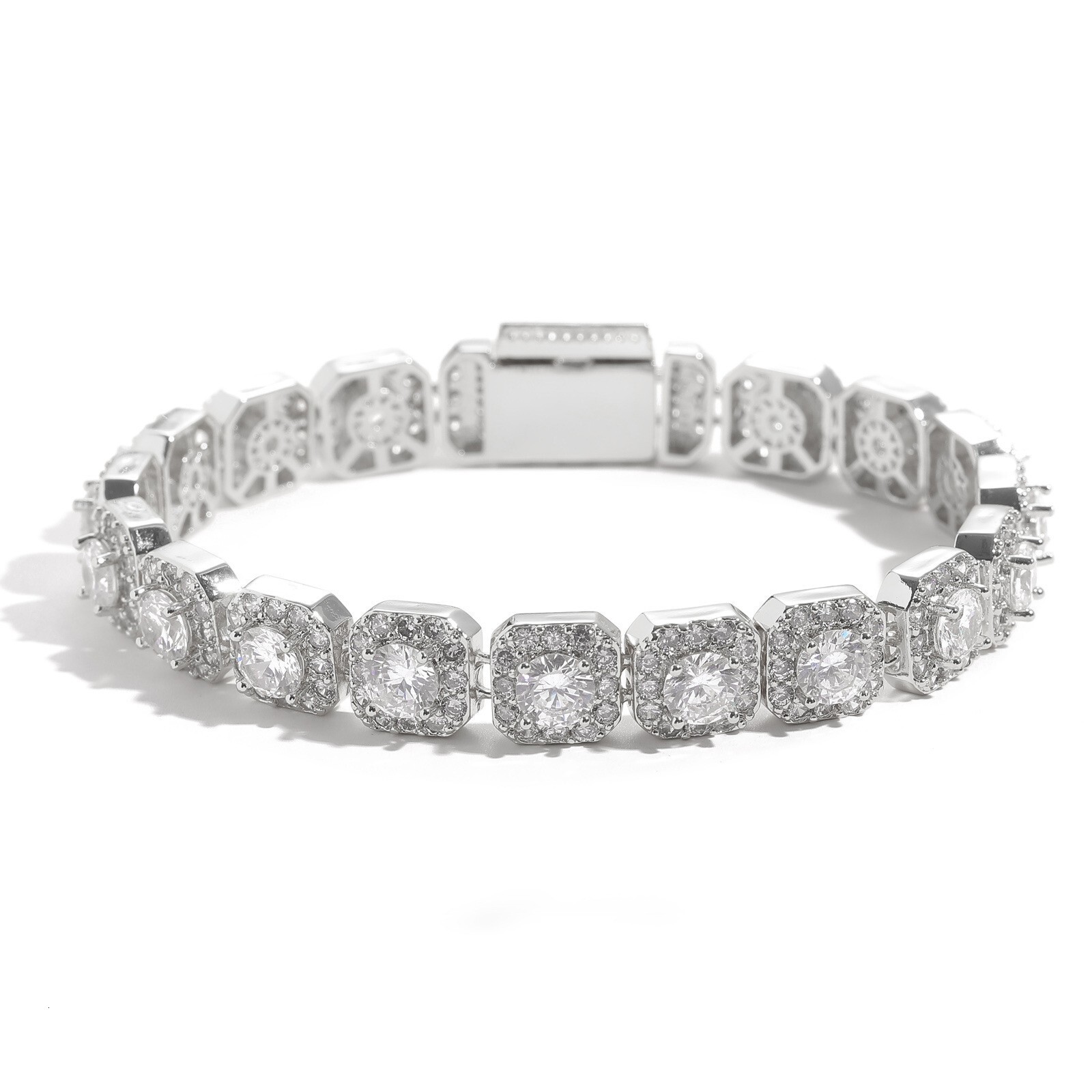 Men's 10MM Rock Candy Chain Iced Out Moissanite Flip Lid Bracelet Luxury Fashion Hip Hop Accessory Pass the diamond tester