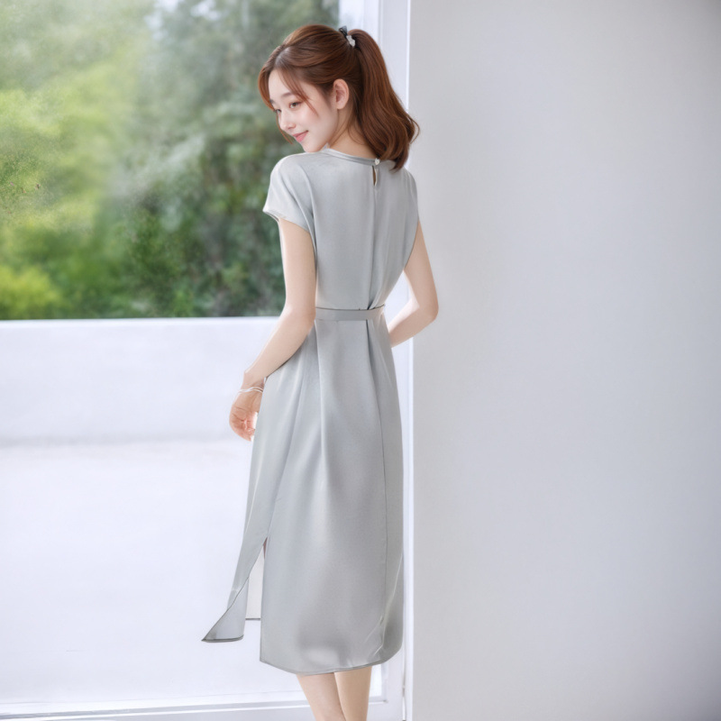 MU54 Summer new Chinese design glossy dress fashionable medium length