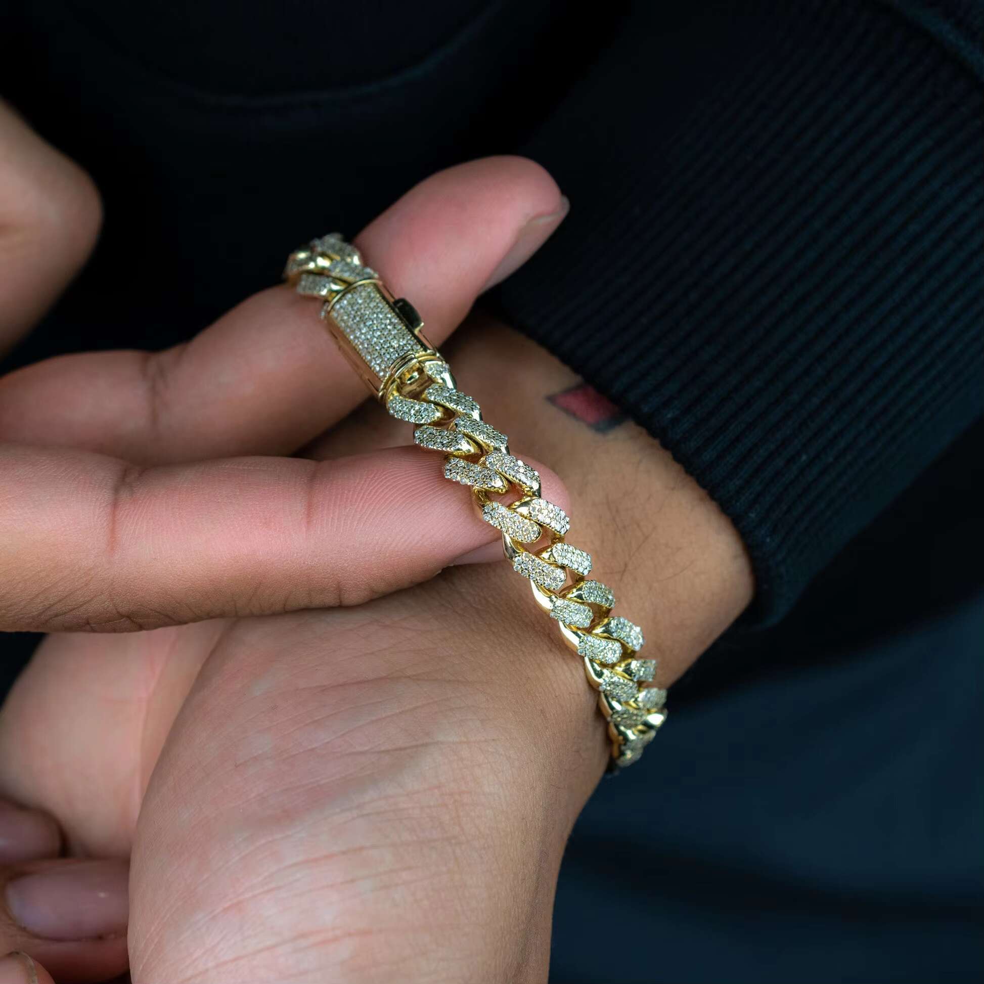 16MM 925 Sterling Silver Moissanite Diamond Cuban Link Bracelet Fashion Sparkling Jewelry for Men and Women Gold Plated