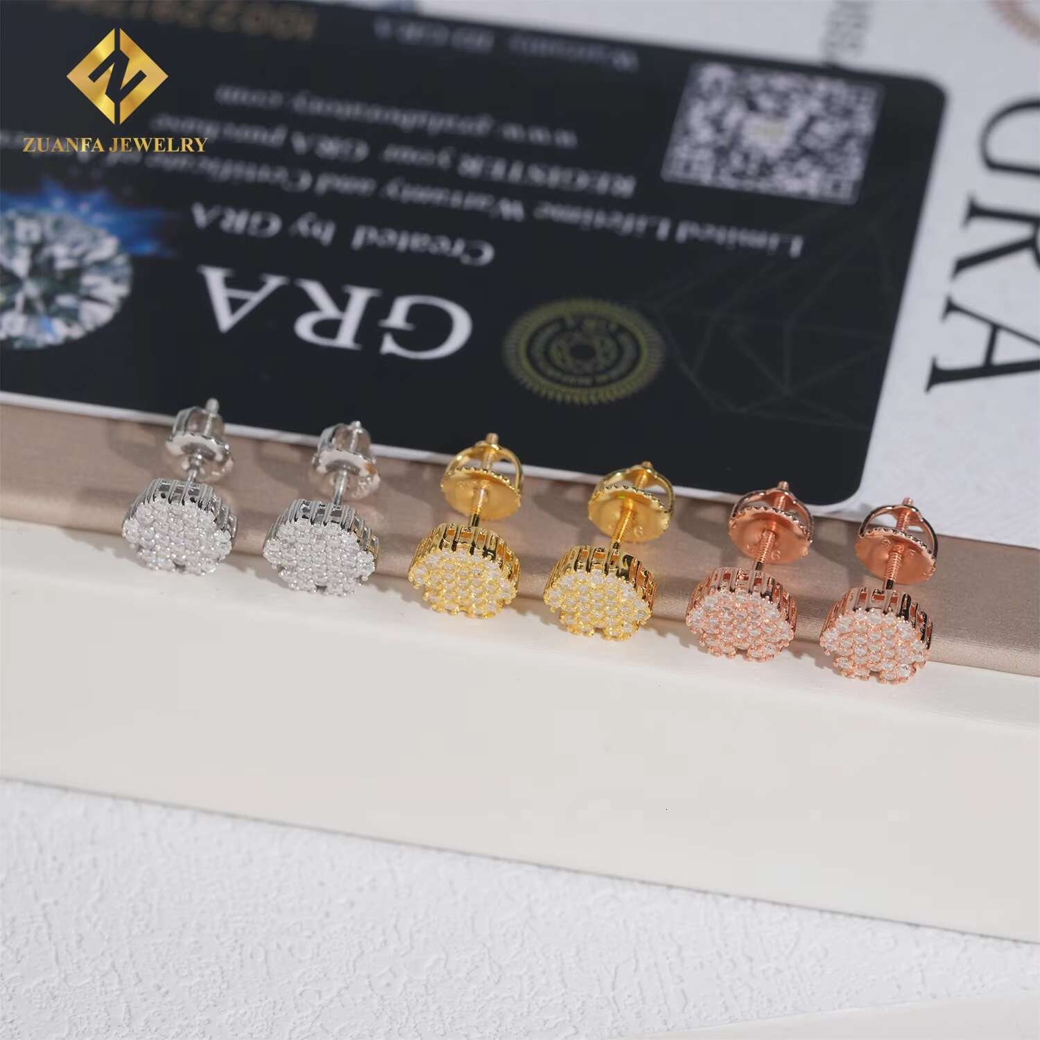 Fine Jeweley Hip Hop Jewelry 925 Sterling Silver Gold Plated Iced Out VVS Diamond Moissanite Screw Stud Earrings