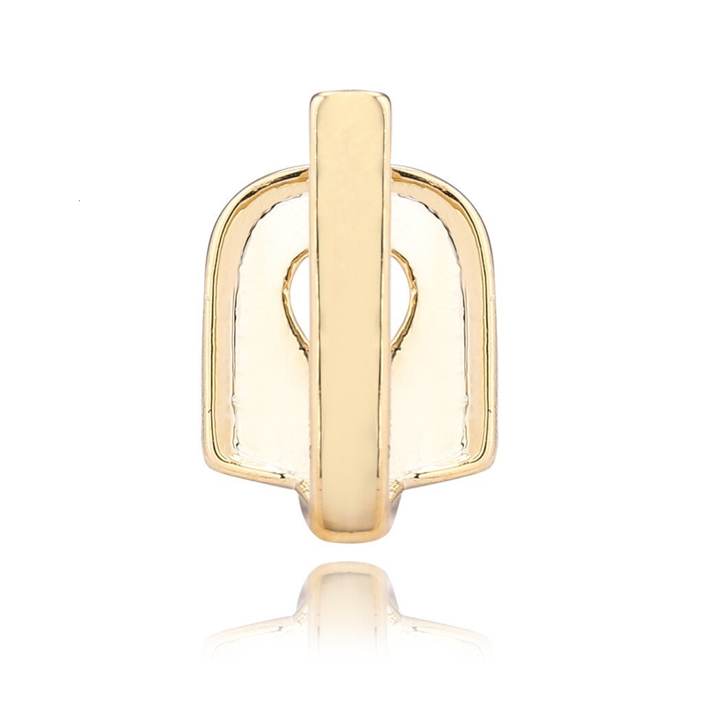 New Arrival Creative Gold Bar Vertical Geometric Single Tooth 18k Solid Gold Hip Hop Halloween Grillz Rapper Costume Accessories