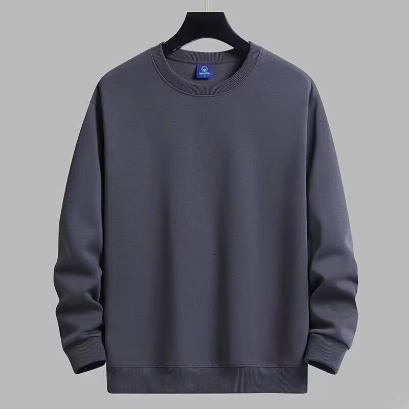 New Men's Crewneck Sweatshirt Autumn Winter Trendy Brand Solid Color Versatile Casual Loose Hoodless Pullover Base Shirt