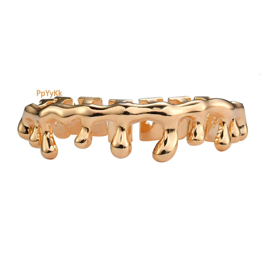 new arrival 10-teeth water drop hip hop grillz 18k solid gold trendy premium luxury bling accessories Pass the diamond tester