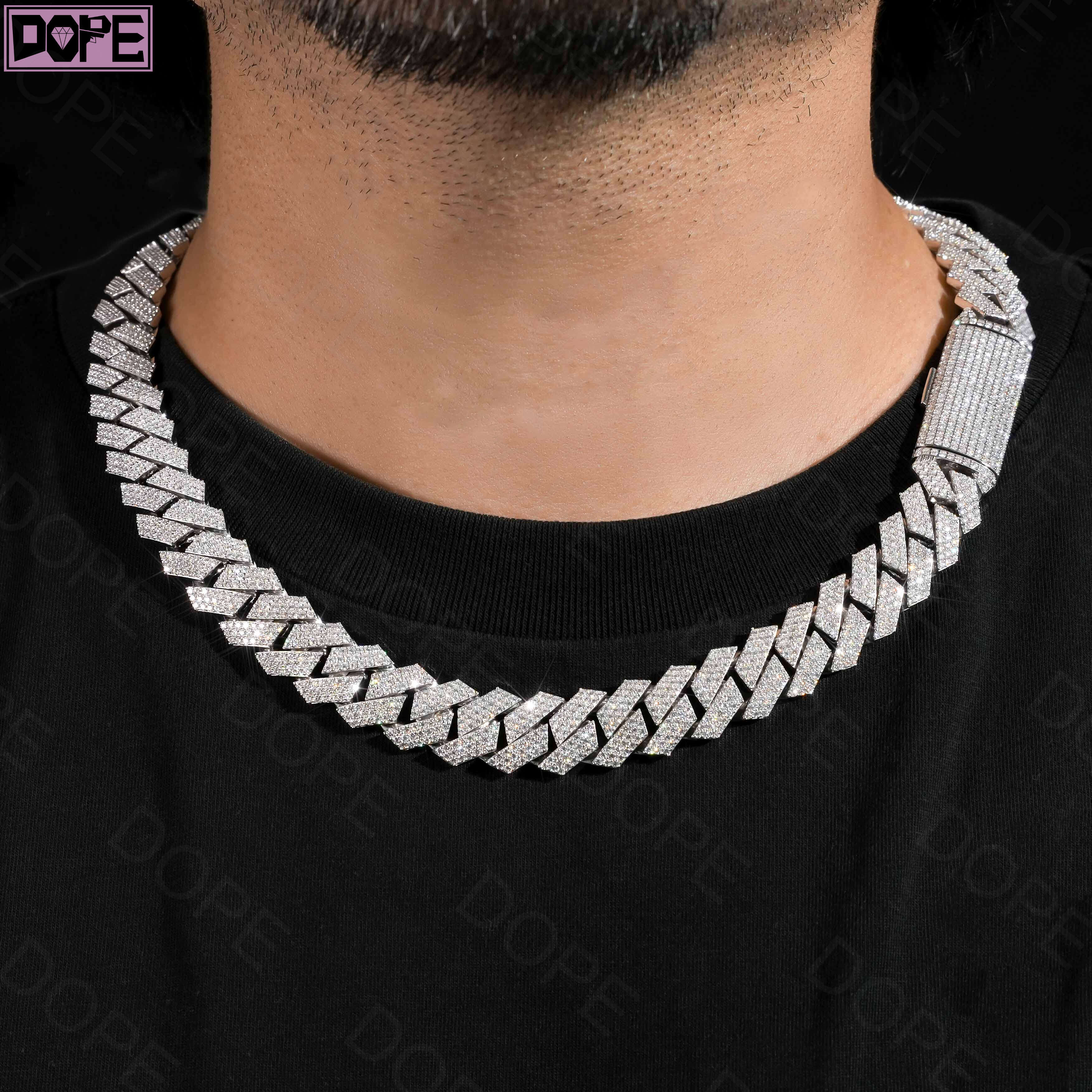 moissanite chain Hip Hop 8mm 10mm 14mm Cuban Link Chain Iced Out Men Necklace Bracelet VVS Lab Diamond 925 Silver Cuban Chain